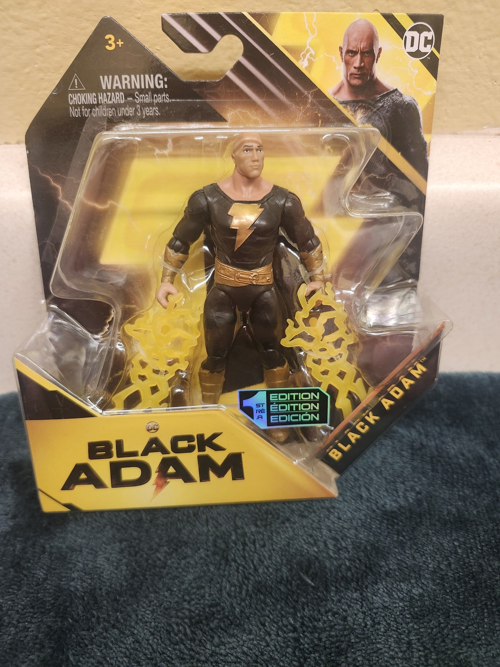 DC Black Adam Action Figure - Black & Gold with Yellow Lightning Effects